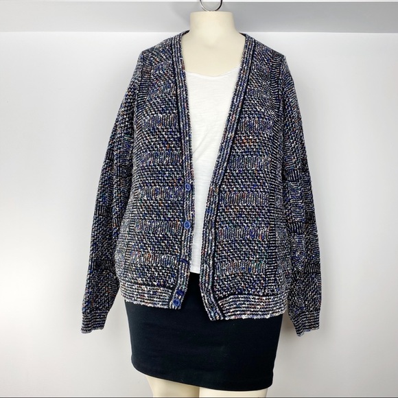 Vtg 80s 90s button front cardigan sweater 2X - Picture 5 of 8